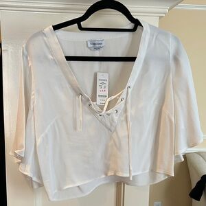 Bebe Women's Cream Lace-Up Blouse